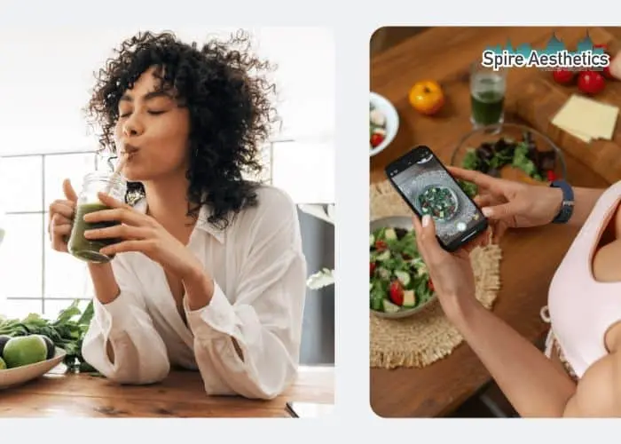 Image of woman looking into her diet and fat freezing Windlesham to improve her health